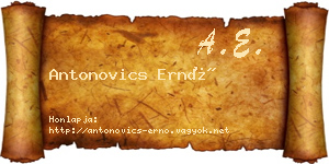 Antonovics Ernő névjegykártya